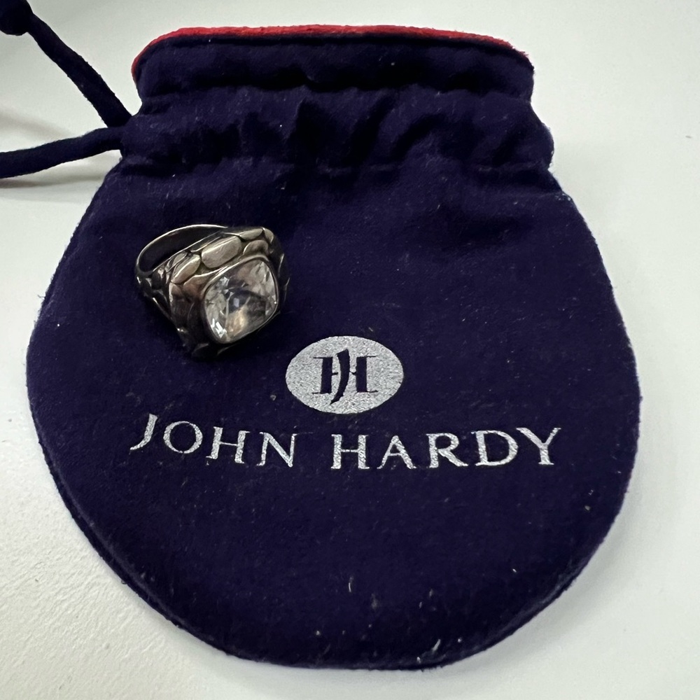 John Hardy Batu Kali Ring Large White Topaz Sz 7